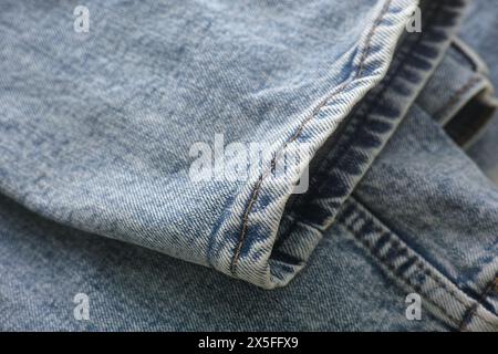 Primo piano di jeans blu denim. Foto Stock