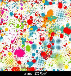 Blot colorati di sfondo senza cuciture. disegno manuale. Non ai, illustrazione vettoriale Illustrazione Vettoriale