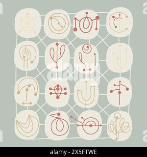 Set di elementi di progettazione astratti. Forme e scarabocchi disegnati a mano. Raccolta vettoriale. Illustrazione Vettoriale