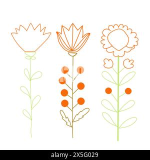 Illustrazione vettoriale del fiore disegnato a mano. Grazioso elemento della natura doodle. Illustrazione Vettoriale