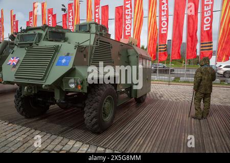 Mosca, Russia. 9 maggio 2024. L'hardware militare catturato dai militari russi nella zona dell'operazione militare speciale della Russia, è raffigurato sulla collina Poklonnaya di Mosca, in Russia. L'esposizione del Ministero della difesa russo, che presenta oltre 30 elementi di hardware militare, è stata inaugurata nel Victory Park il 1° maggio Foto Stock