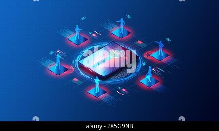 Concetto di biometria comportamentale - tecnologia di sicurezza che identifica gli individui in base a modelli unici nelle loro attività e comportamenti per autenticare Foto Stock