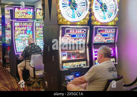 Miami Florida, PortMiami Porto di Miami, a bordo interno, nave Norwegian Joy Cruise Line, 7 giorni ai Caraibi, giornata al mare, interni interni, casinò Foto Stock