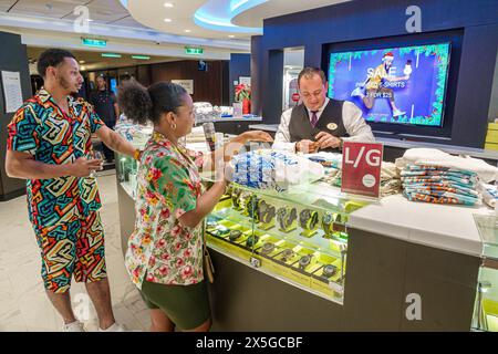 Miami Florida, PortMiami Porto di Miami, a bordo interno, nave Norwegian Joy Cruise Line, 7 giorni ai Caraibi, giornata al mare, interni interni, TradeW Foto Stock
