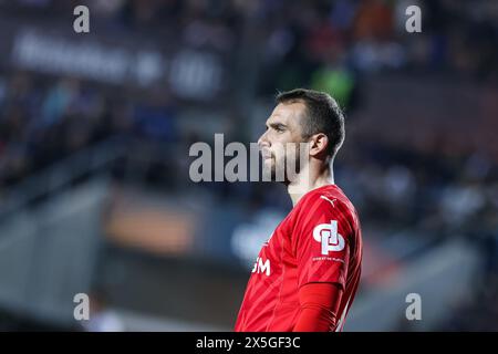 Bergamo, Italia, 9 maggio 2024. Pau López (Olympique de Marseille) durante la partita di calcio dell'Europa League tra Atalanta e Marsiglia allo Stadio Gewiss il 9 maggio 2024 a Bergamo. Crediti: Stefano Nicoli/Speed Media/Alamy Live News Foto Stock