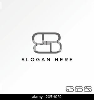 Design del logo grafica concept creativo premium stock vettoriale lettera iniziale B o BB font line art motivo flip Connect. Monogramma tipografico correlato Illustrazione Vettoriale