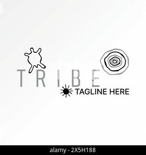 Design del logo concept grafico vettore creativo materiale premium testo astratto della parola tribù con vecchio disegno primitivo selvaggio. Marchio tipografico monogramma correlato Illustrazione Vettoriale