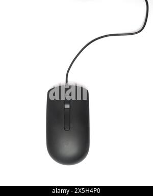 Calcolatore nero mouse isolati su sfondo bianco Foto Stock