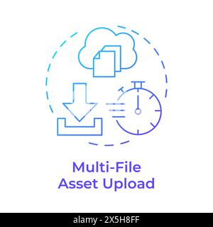 Icona del concetto di gradiente blu per il caricamento di risorse multifile Illustrazione Vettoriale
