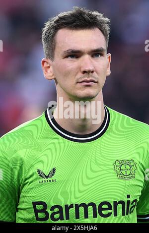 Leverkusen, Germania. 9 maggio 2024. Fussball Europa League Halbfinale Bayer 04 Leverkusen - AS Rom AM 09.05.2024 in der BayArena a Leverkusen Matej Kovar ( Leverkusen ) foto: Revierfoto Credit: ddp media GmbH/Alamy Live News Foto Stock