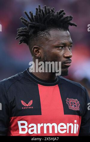 Leverkusen, Germania. 9 maggio 2024. Fussball Europa League Halbfinale Bayer 04 Leverkusen - AS Rom AM 09.05.2024 in der BayArena a Leverkusen Edmond Tapsoba ( Leverkusen ) foto: Revierfoto Credit: ddp media GmbH/Alamy Live News Foto Stock