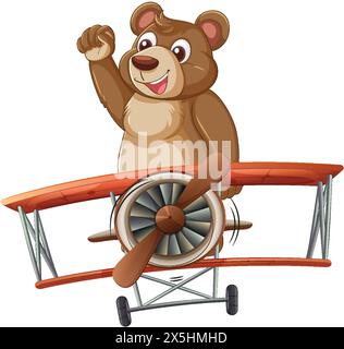 Orsacchiotto che pilotano un velivolo vecchio stile Illustrazione Vettoriale