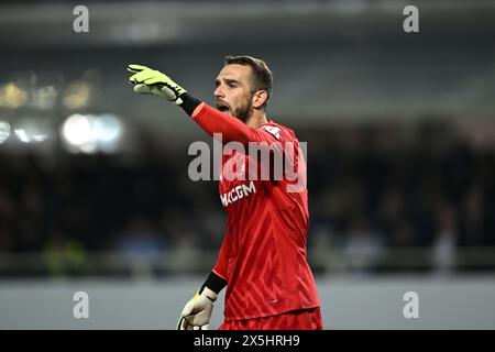 Pau Lopez (OM Marseille) durante la partita di UEFA Europa League tra l'Atalanta 3-0 Olympique Marseille allo Stadio Gewiss il 9 maggio 2024 a Bergamo, Italia . Crediti: Maurizio Borsari/AFLO/Alamy Live News Foto Stock