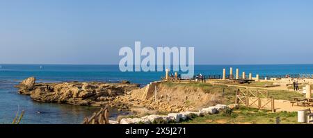 Israele, Cesarea. Rovine romane. Porto costruito da Erode. Foto Stock