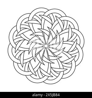 Kids Blossoms Mandala Colouring Book Page per KDP Book Interior. Petali tranquilli, capacità di rilassarsi, esperienze cerebrali, Harmonous Haven, pacifico porto Illustrazione Vettoriale