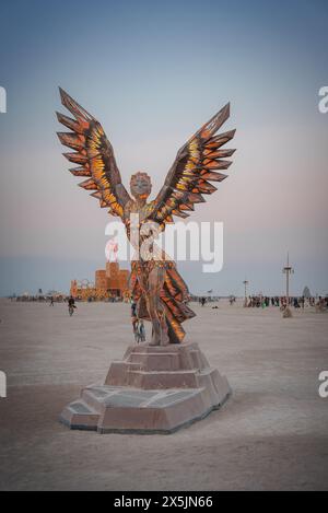 Scultura di Angel al Burning Man Festival nel Black Rock Desert, Nevada Foto Stock