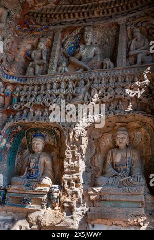 Le Grotte di Yungang, le antiche grotte buddiste dei templi, patrimonio dell'umanità dell'UNESCO, Shanxi, Cina, Asia Copyright: MichaelxRunkel 1184-11216 Foto Stock