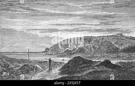 Lee Bay vicino a Ilfracombe, nel Devon settentrionale, come apparve alla fine del XIX secolo. Black and White Illustration from Our Own Country Vol III pubblicato da Cassell, Petter, Galpin & Co. Alla fine del XIX secolo. Foto Stock