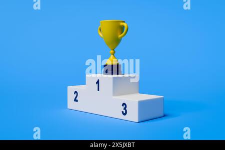 Un trofeo sul podio dei vincitori Foto Stock