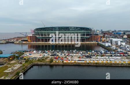 Una vista generale del nuovo stadio di Everton al Bramley-Moore Dock. L'Everton ha ritirato il ricorso contro una detrazione di due punti per aver violato le regole di spesa della Premier League, annunciata dal club. Foto Stock