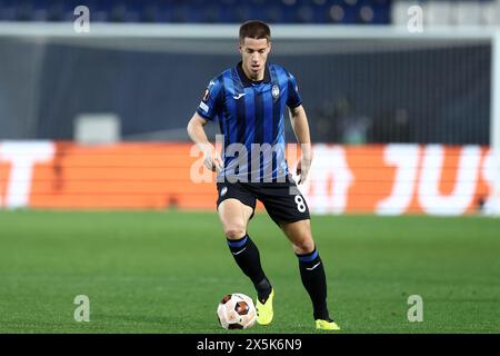 Bergamo, Italia. 9 maggio 2024. Mario Pasalic dell'Atalanta BC in azione durante la semifinale di UEFA Europa League contro l'Atalanta BC e l'Olympique de Marseille allo Stadio Gewiss il 9 maggio 2024 a Bergamo. Crediti: Marco Canoniero/Alamy Live News Foto Stock