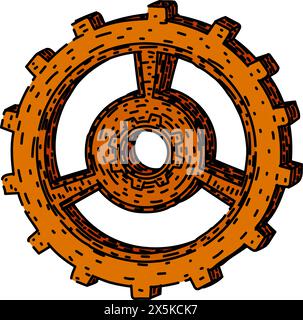 steam gears steampunk sketch vettore disegnato a mano Illustrazione Vettoriale