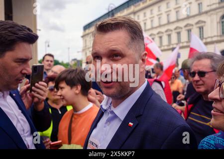 Protesta degli agricoltori e del sindacato Solidarnosc a Varsavia Przemyslaw Czarnek contro la protesta degli agricoltori. Varsavia Polonia Copyright: XMikolajxJaneczekx Foto Stock