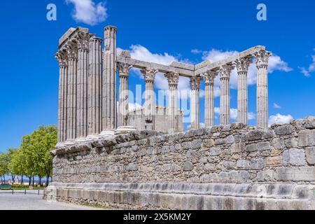 Portogallo, Evora. Rovine del Tempio Romano al dio Diana a Evora. Foto Stock