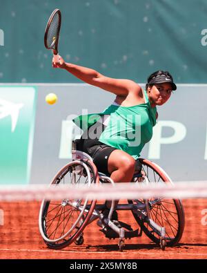 Antalya, Turchia, 8 maggio 2024. La tennista marocchina Najwa Awane è in azione durante la Coppa del mondo a squadre 2024. Foto Stock