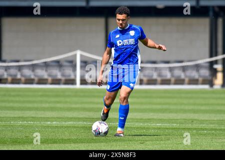 Landore, Swansea, Galles. 7 maggio 2024. Alyas Debono del Cardiff City in azione durante la partita Under 18 Professional Development League tra Swansea City e Cardiff City alla Swansea City Academy di Landore, Swansea, Galles, Regno Unito, il 7 maggio 2024. Crediti: Duncan Thomas/Majestic Media. Foto Stock