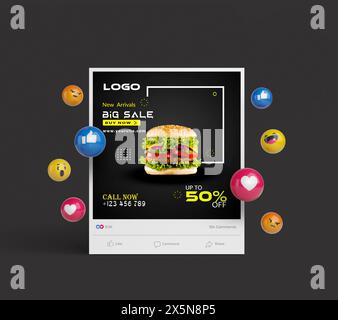 Post design sui social media Food & Masala Illustrazione Vettoriale