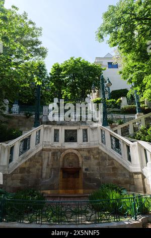 Scala Art Deco Strudlhofstiege a Vienna Austria in primavera Foto Stock