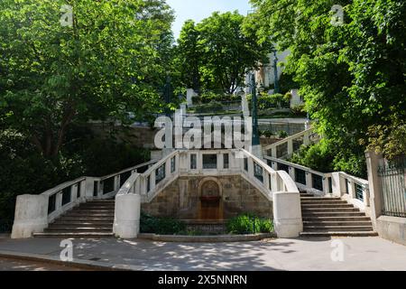 Scala Art Deco Strudlhofstiege a Vienna Austria in primavera Foto Stock