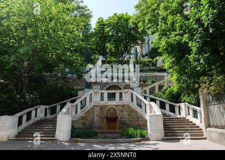 Scala Art Deco Strudlhofstiege a Vienna Austria in primavera Foto Stock