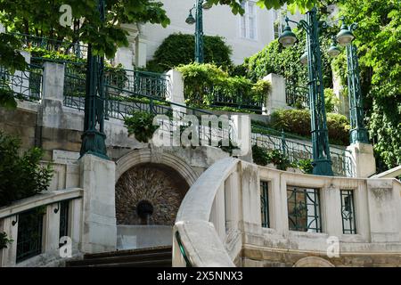 Scala Art Deco Strudlhofstiege a Vienna Austria in primavera Foto Stock