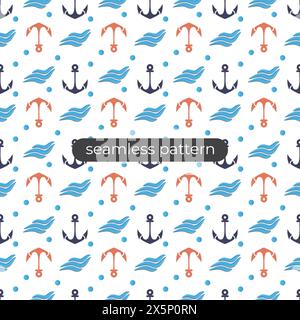 ancora più fondo marino con stile patern senza cuciture Illustrazione Vettoriale