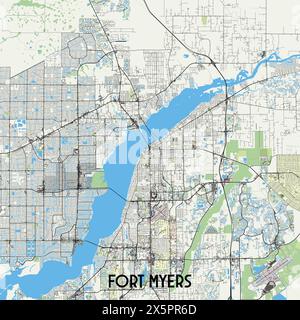 Fort Myers, Florida, USA, poster di cartina Illustrazione Vettoriale