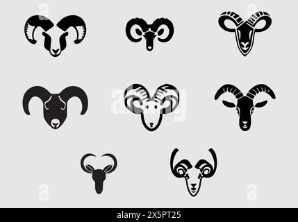 Design illustrativo con icona Black Bighorn Sheep minimal Illustrazione Vettoriale