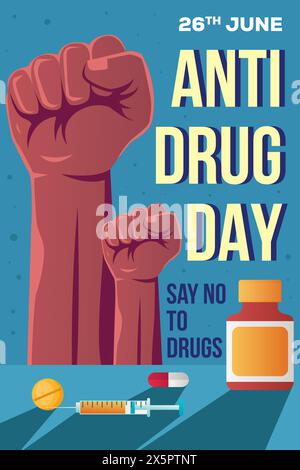 illustrazione del banner verticale antidroga dal design piatto Illustrazione Vettoriale