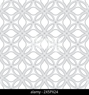 Motivo geometrico fiore. Sfondo vettoriale uniforme. Ornamento bianco e grigio. Illustrazione Vettoriale