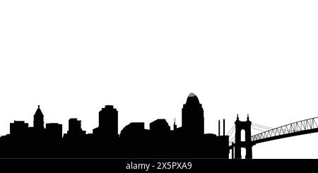 Silhouette dello skyline cittadino di Cincinnati in formato vettoriale Illustrazione Vettoriale