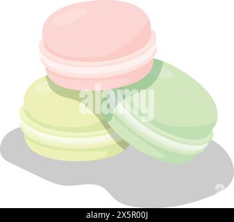 Set di macaron colorati. Vettore su sfondo bianco. Illustrazione Vettoriale