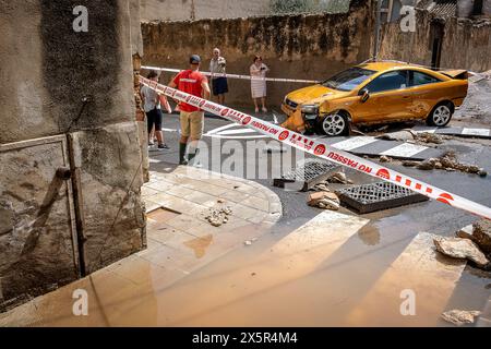 Alluvioni, a Santa Barbara, Tarragona, Spagna. 3 settembre 2023 Foto Stock