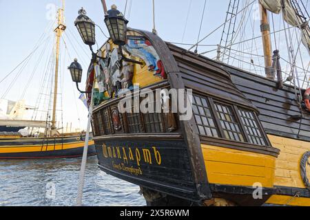 Sete, Francia. 28 marzo 2024. La Shtandart, una replica dell'omonima fregata russa, ammiraglia dello zar Peter le Grand a Sete, in Francia Foto Stock