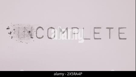 Trasformazione completa delle parole. Testo incompleto Modifica contrasto Foto Stock