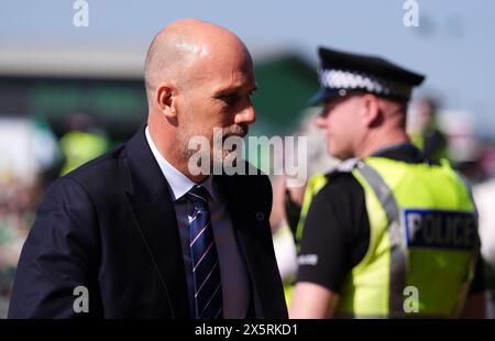 Il manager dei Rangers Philippe Clement arriva in vista della partita di Premiership contro il Celtic al Celtic Park di Glasgow. Data foto: Sabato 11 maggio 2024. Foto Stock