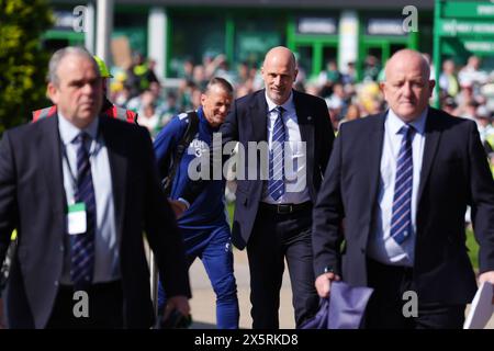 Il manager dei Rangers Philippe Clement arriva in vista della partita di Premiership contro il Celtic al Celtic Park di Glasgow. Data foto: Sabato 11 maggio 2024. Foto Stock