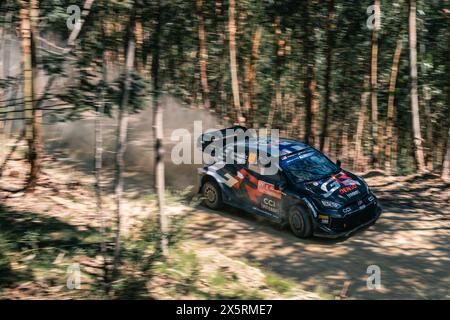 WRC Rally Portogallo - SS4 Góis - Kalle Rovanperä e Jonne Halttunen - Toyota GR Yaris Rally1 Hybrid - Panning shot in foresta Foto Stock