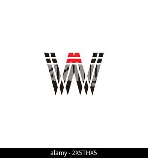 lettera w forma matita strisce logo vettoriale Illustrazione Vettoriale
