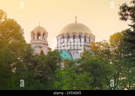 Popolare destinazione turistica - la Cattedrale di Alexander Nevsky a Sofia, Bulgaria. Foto Stock